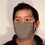 Man wearing grey triple-layer reusable mask